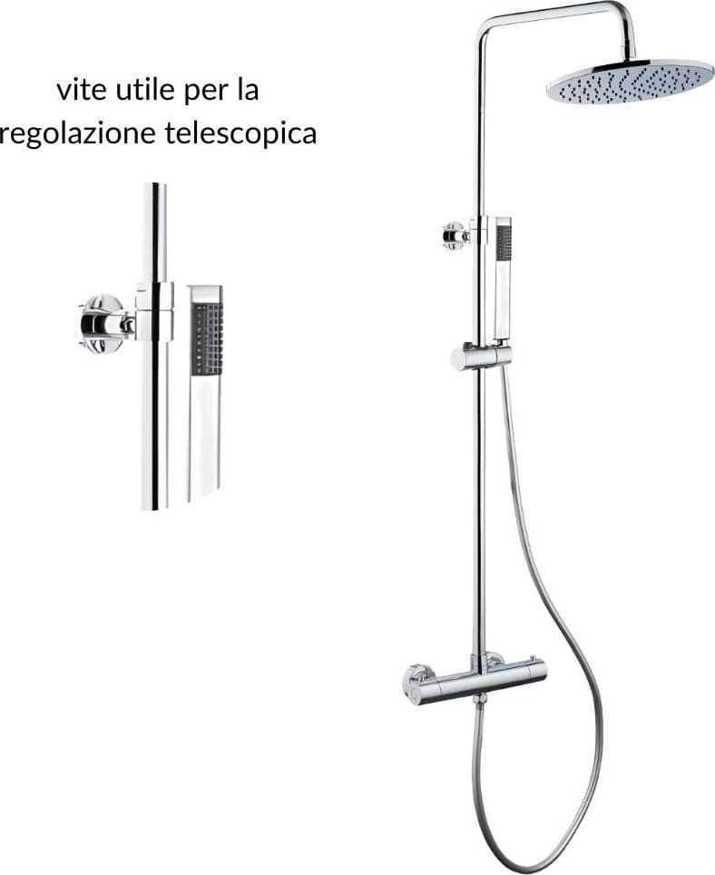 Colonna Doccia Sand In Ottone Cromato Design Tondo Termostatica - 4