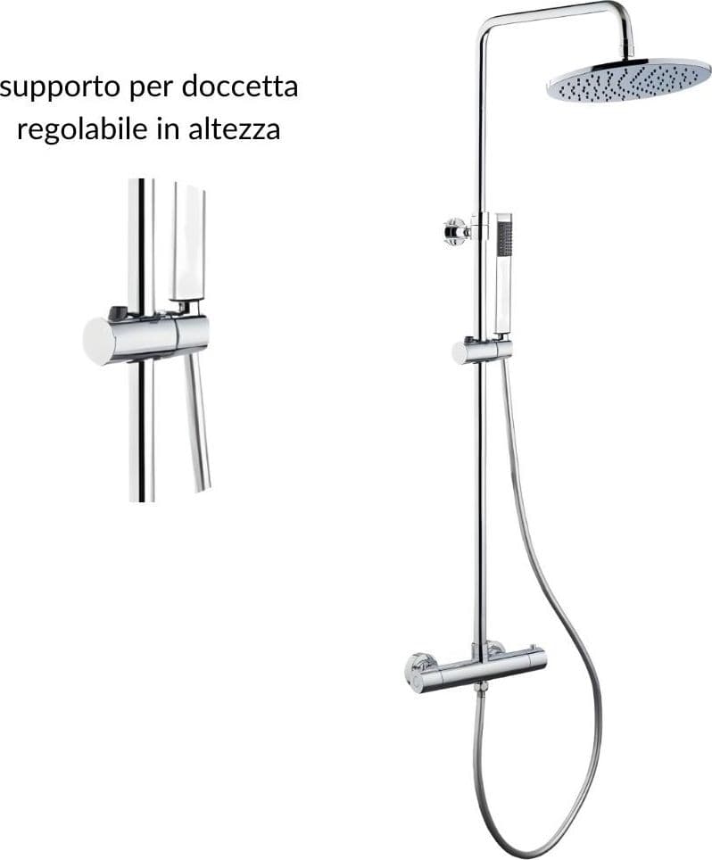 Colonna Doccia Sand In Ottone Cromato Design Tondo Termostatica - 5