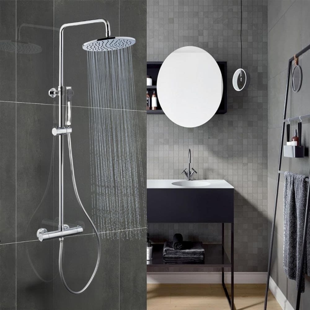 Colonna Doccia Sand In Ottone Cromato Design Tondo Termostatica - 8
