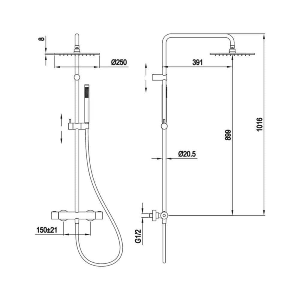 Colonna Doccia Sand In Ottone Cromato Design Tondo Termostatica - 9