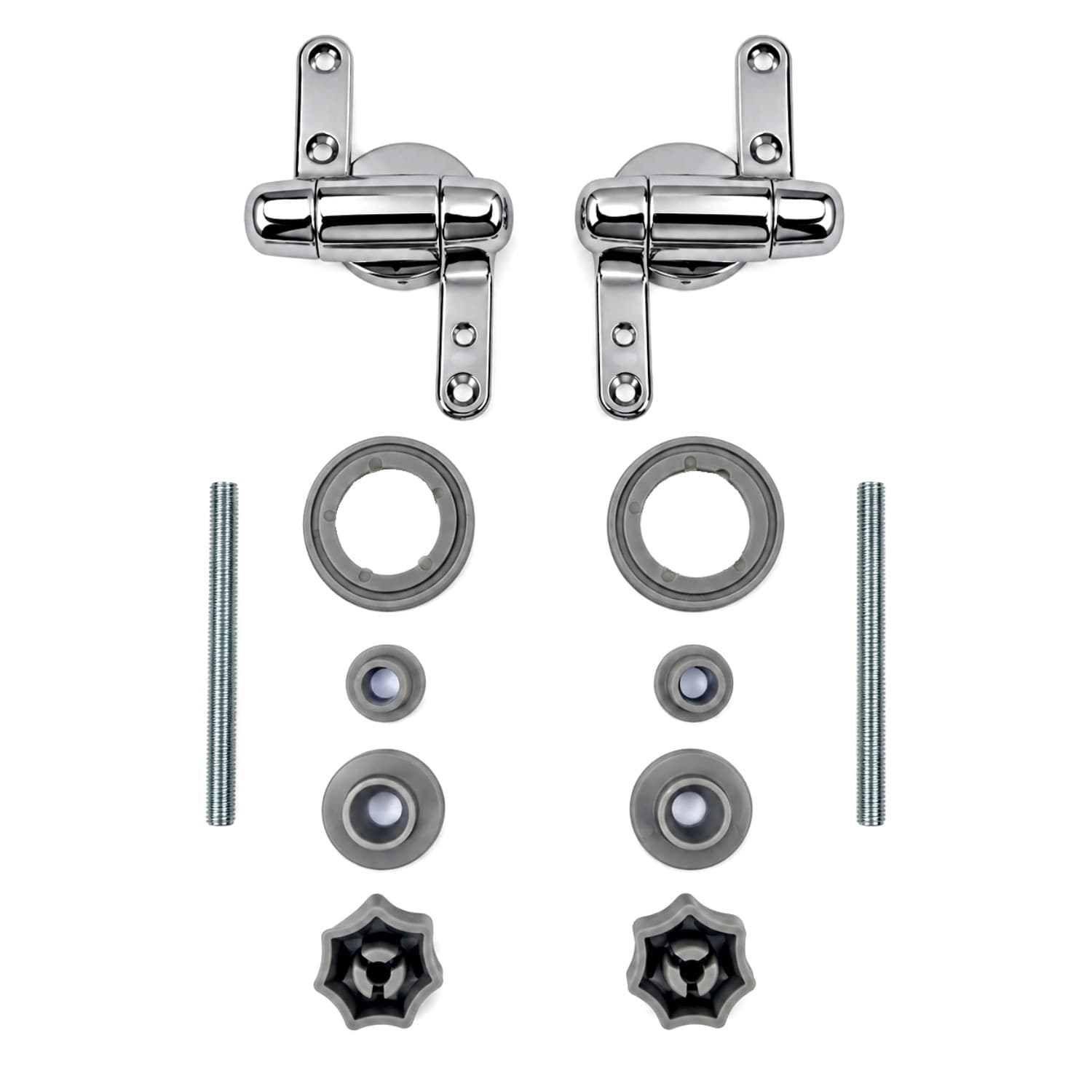 Ogomondo Cerniere Cromate Sedile WC Copriwater Supporti Staffe Frizionato Soft - 3