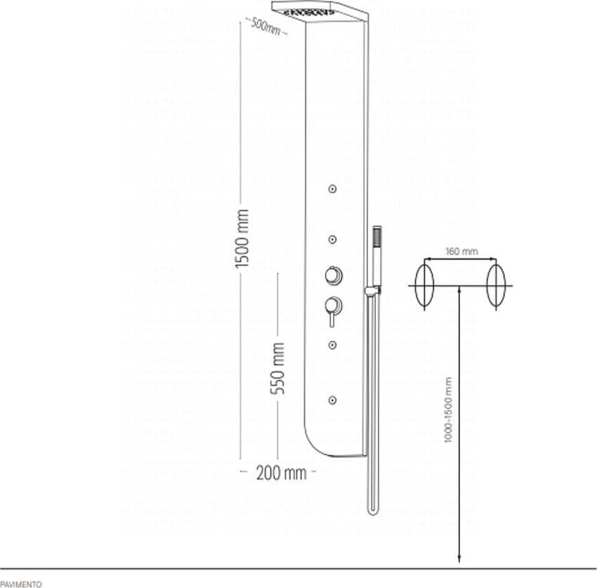 Colonna Doccia 005 Acciaio Inox 4 Funzioni 4 Bocchette Idro Getto Cascata H150 - 3