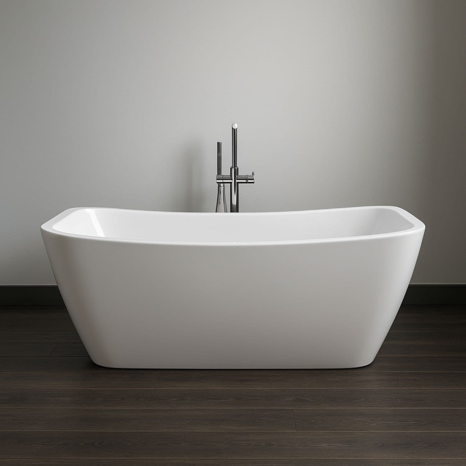 Vasca Da Bagno Rettangolare Freestanding Bianco Lucido In Acrilico - 4