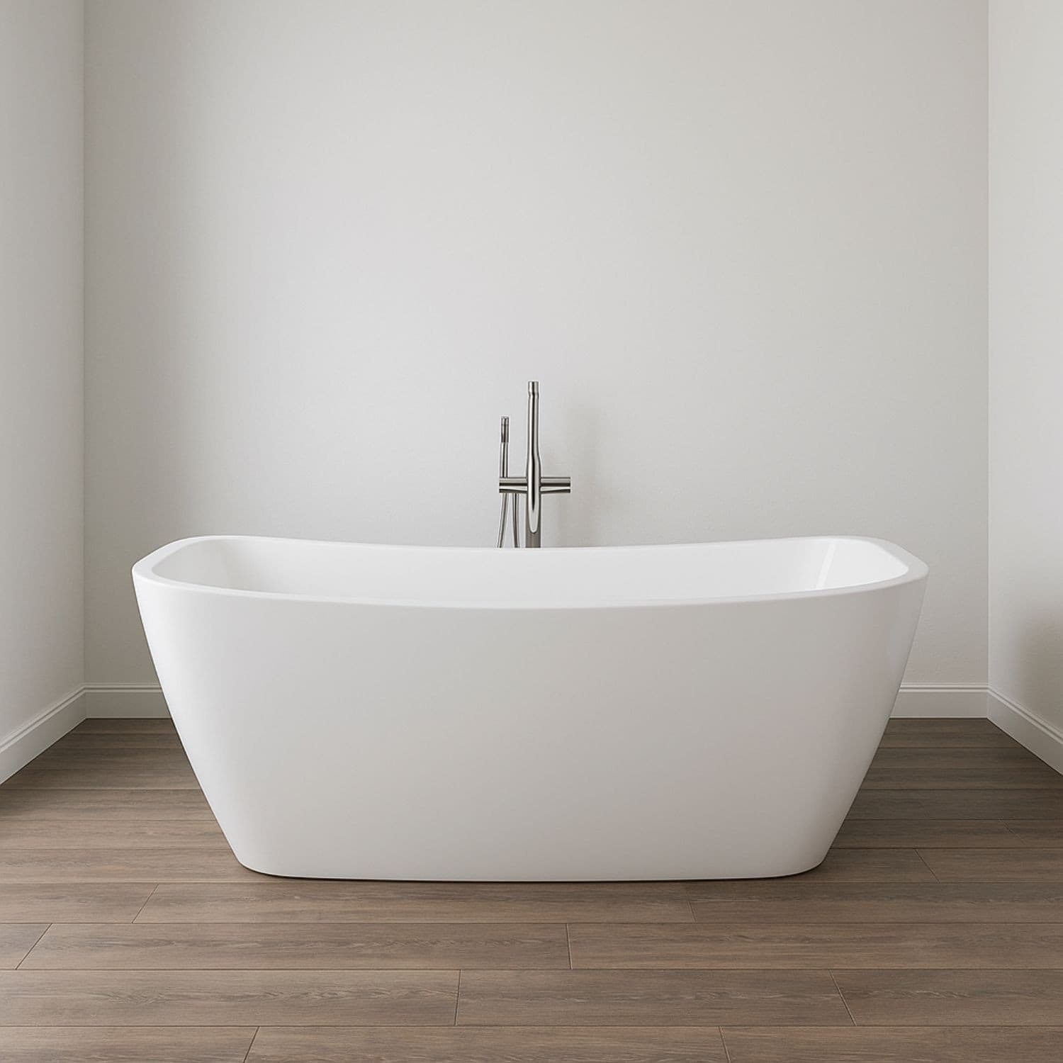 Vasca Da Bagno Rettangolare Freestanding Bianco Lucido In Acrilico - 5