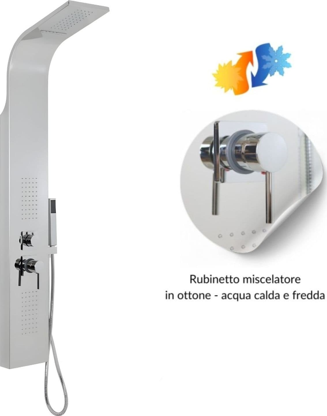 Colonna Doccia 001 Con 4 Funzioni In Acciaio Inox Getto A Cascata Cromo Lucida - 6