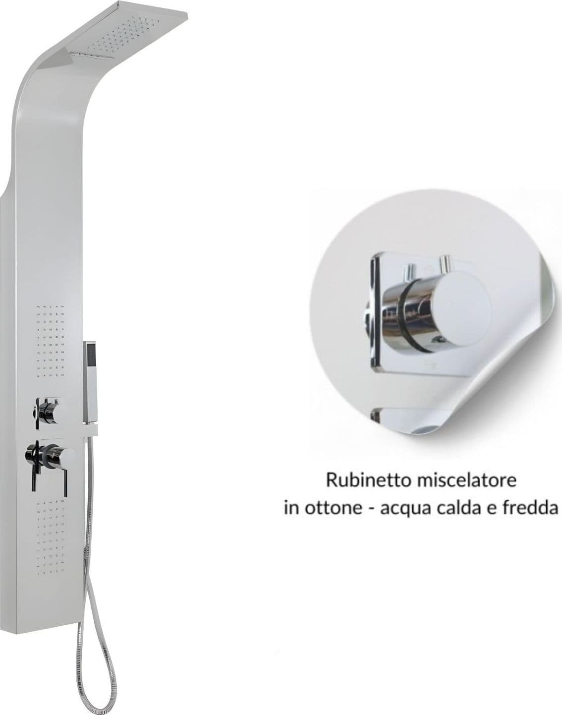 Colonna Doccia 001 Con 4 Funzioni In Acciaio Inox Getto A Cascata Cromo Lucida - 7
