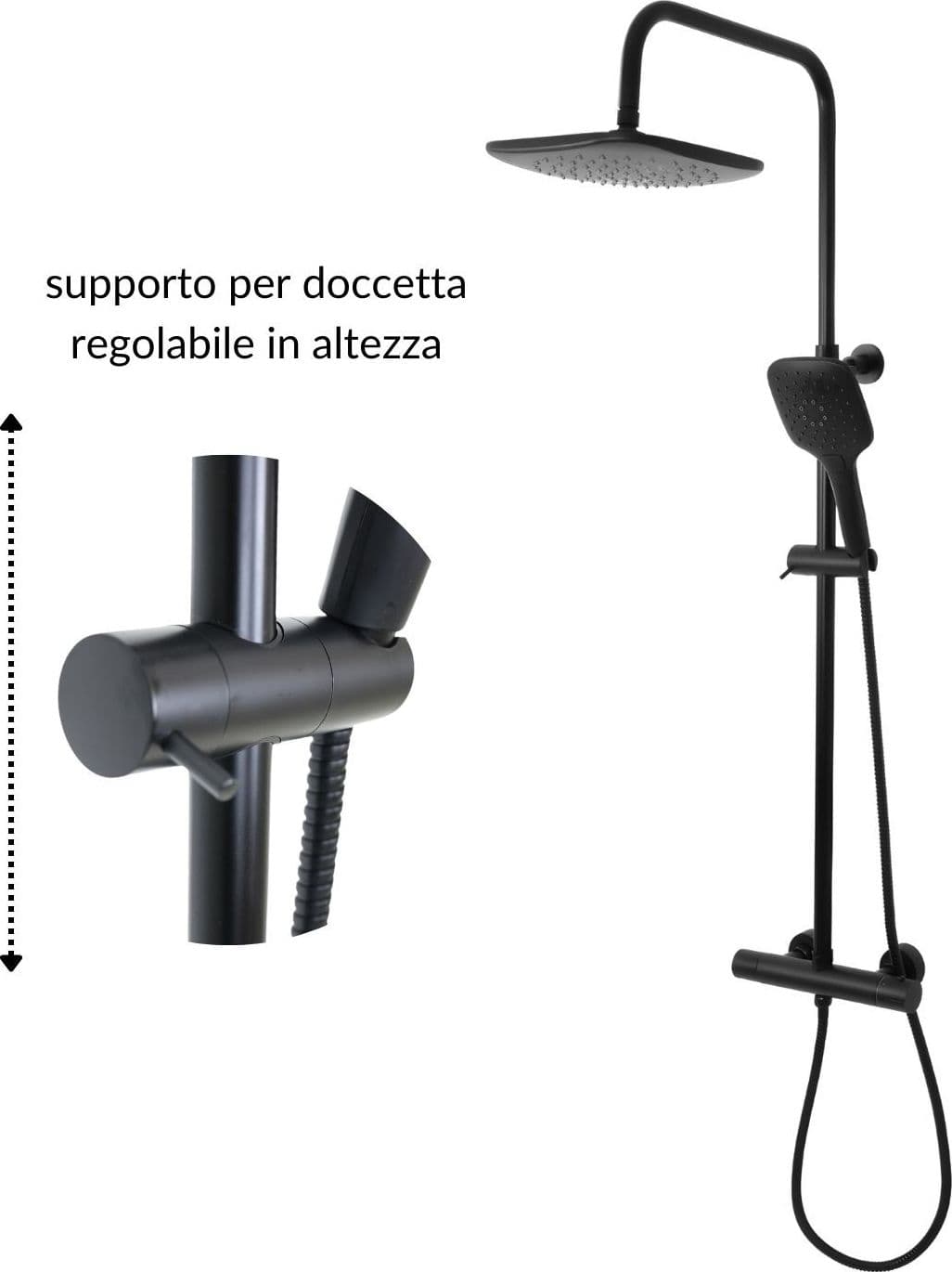 Colonna Doccia Attrezzata Slot Black Termostatica 2 Funzioni Doccetta Quadro - 7
