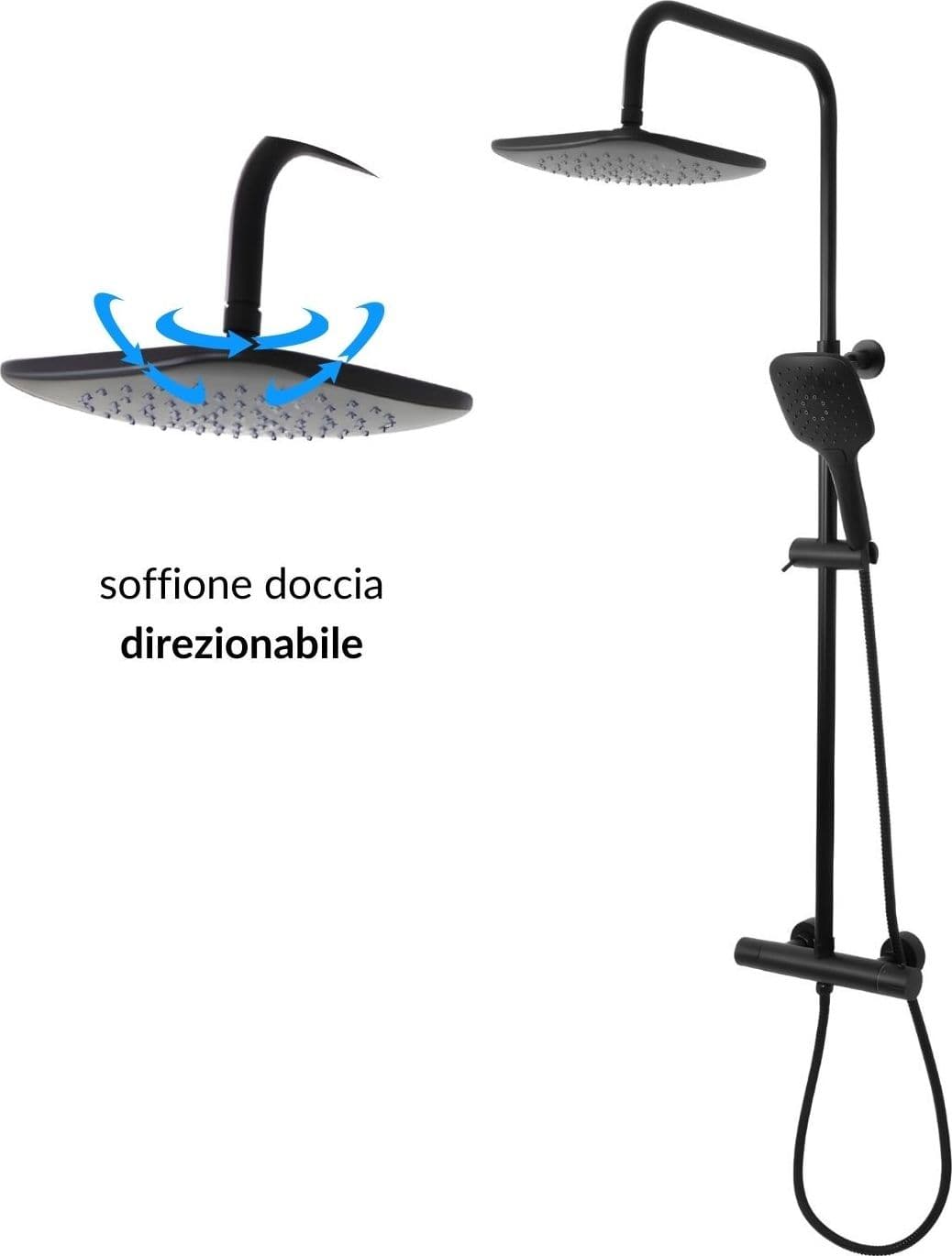 Colonna Doccia Attrezzata Slot Black Termostatica 2 Funzioni Doccetta Quadro - 10