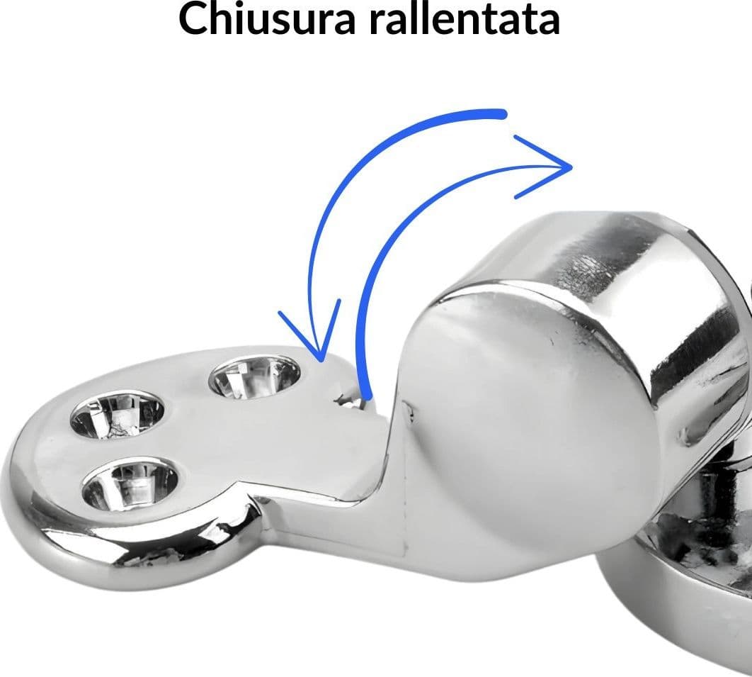 Ogomondo Cerniere Cromate Sedile WC Copriwater Staffe Frizionato Soft Chiusura Rallentata - 4
