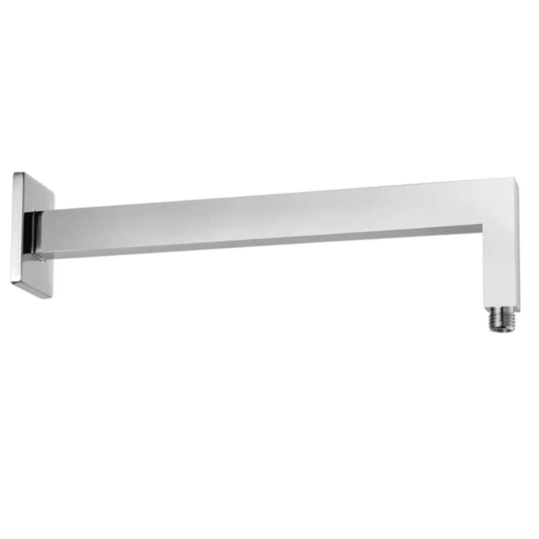 Braccio Doccia Ottone Cromato + Soffione Doccia Quadrato Ottone Cromato 200x200x8 mm - 2