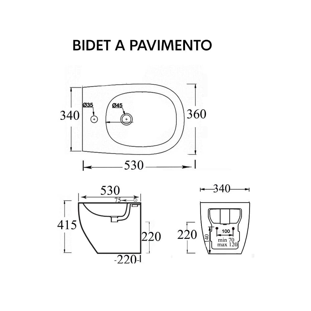 Coppia Sanitari Fun a pavimento vaso e bidet sedile frizionato - 5