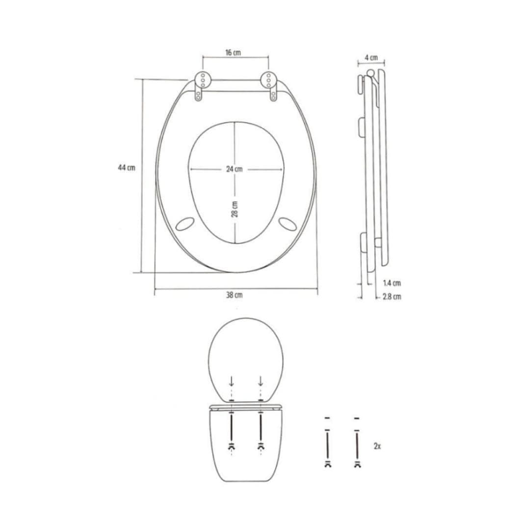 Sedile Wc Copri Water Universale Frizionato Bianco MDF Chiusura Rallentata - 6