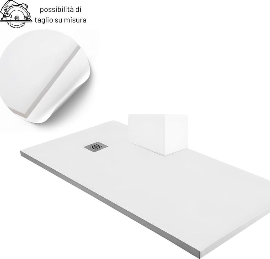 Piatto Doccia Mineral Marmo Resina Antiscivolo h3,5 cm con Piletta - 17