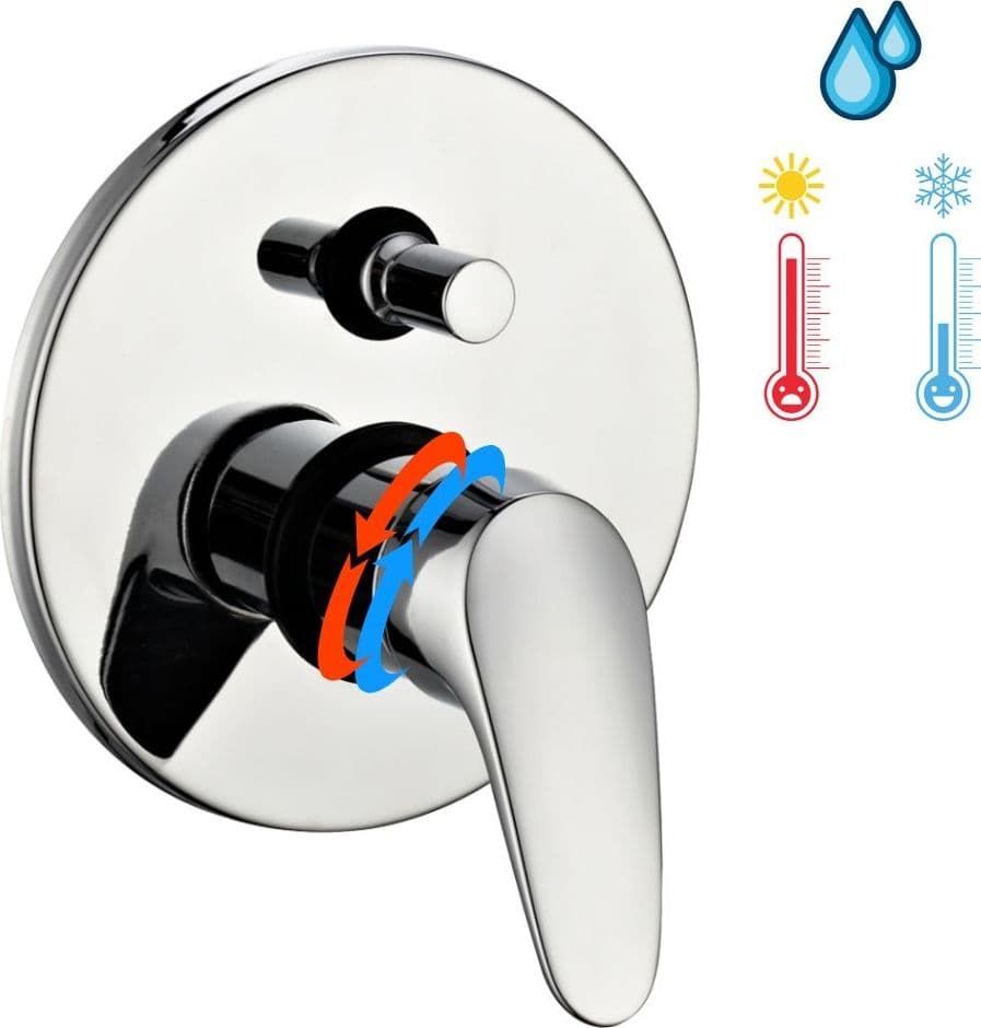 Kit Doccia Tondo Completo di Soffione Doccetta e Miscelatore con Deviatore Delfino - 8