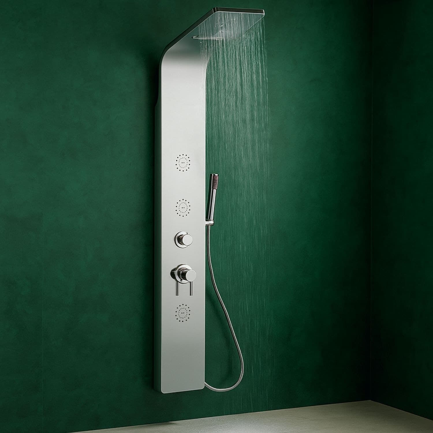 Colonna Doccia 007 4 Funzioni Acciaio Inox 3 Bocchette Idro Lombari 20x53x150 cm - 4