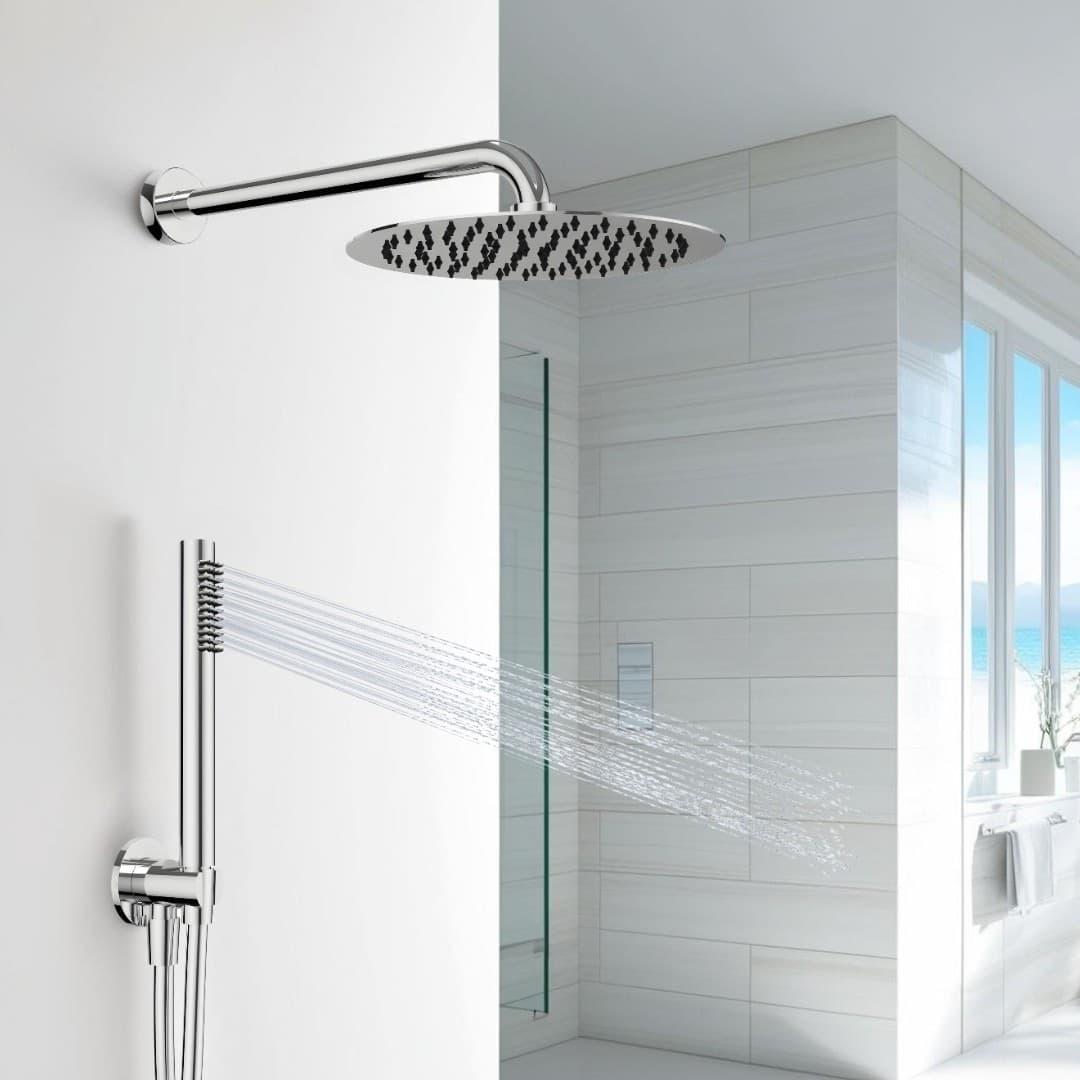Kit doccia tondo diametro cm 25 doccino flessibile cm 150 pvc ugelli anticalcare - 3