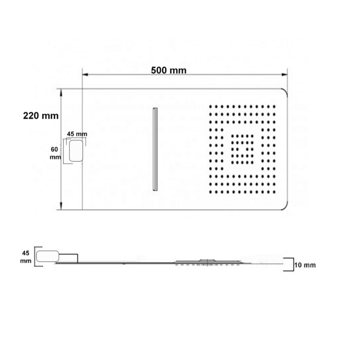 Wall Kit A Parete Da Incasso A Muro Acciaio Inox + Soffione Doccia a Parete Acciaio Inox Punta Quadrata Con Cascata - 8
