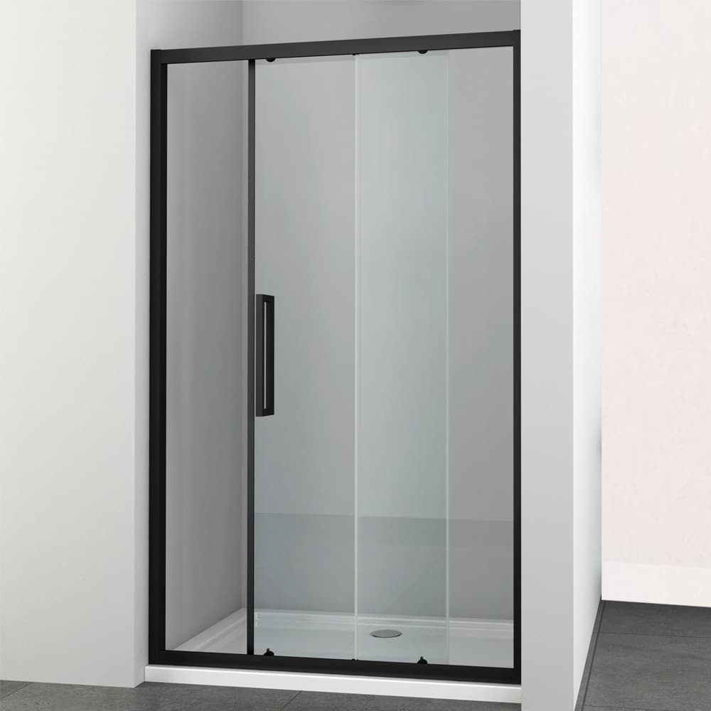 Ogomondo Porta Scorrevole Slide 2 Due Ante Black Profilo Nero Cristallo 6 mm - 4