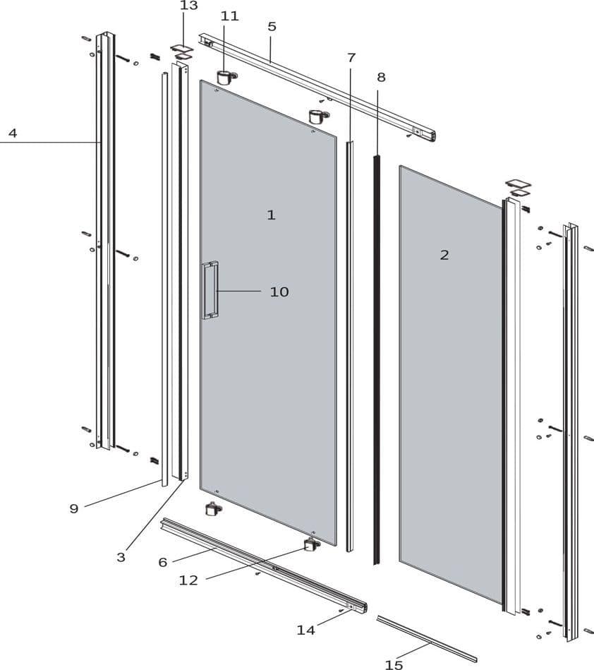 Ogomondo Porta Scorrevole Slide 2 Due Ante Black Profilo Nero Cristallo 6 mm - 3