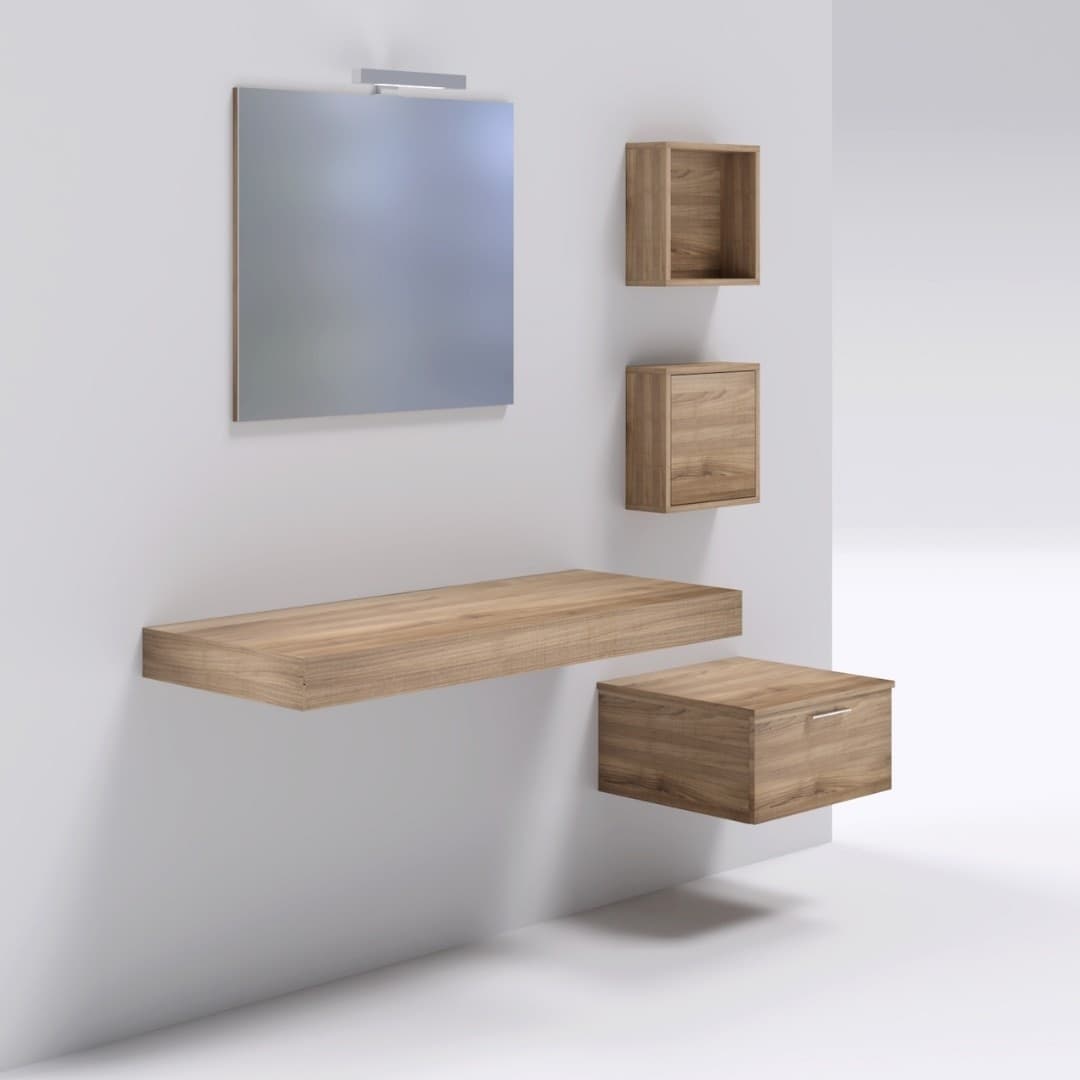 Mensolone in laminato sospeso per lavabi da appoggio arredo bagno MADE IN ITALY - 34