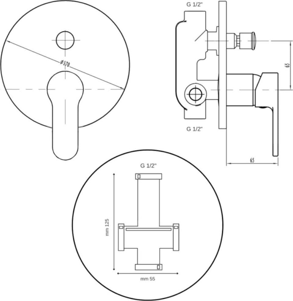 Kit Doccia Tondo Completo di Soffione Doccetta e Miscelatore con Deviatore Hope - 11