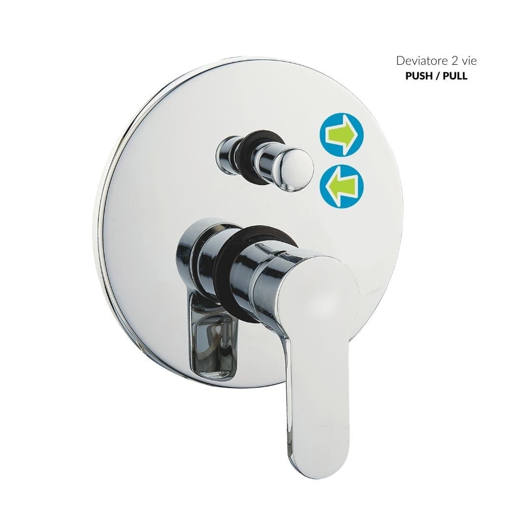 Kit Doccia Tondo Completo di Soffione Doccetta e Miscelatore con Deviatore Hope - 10