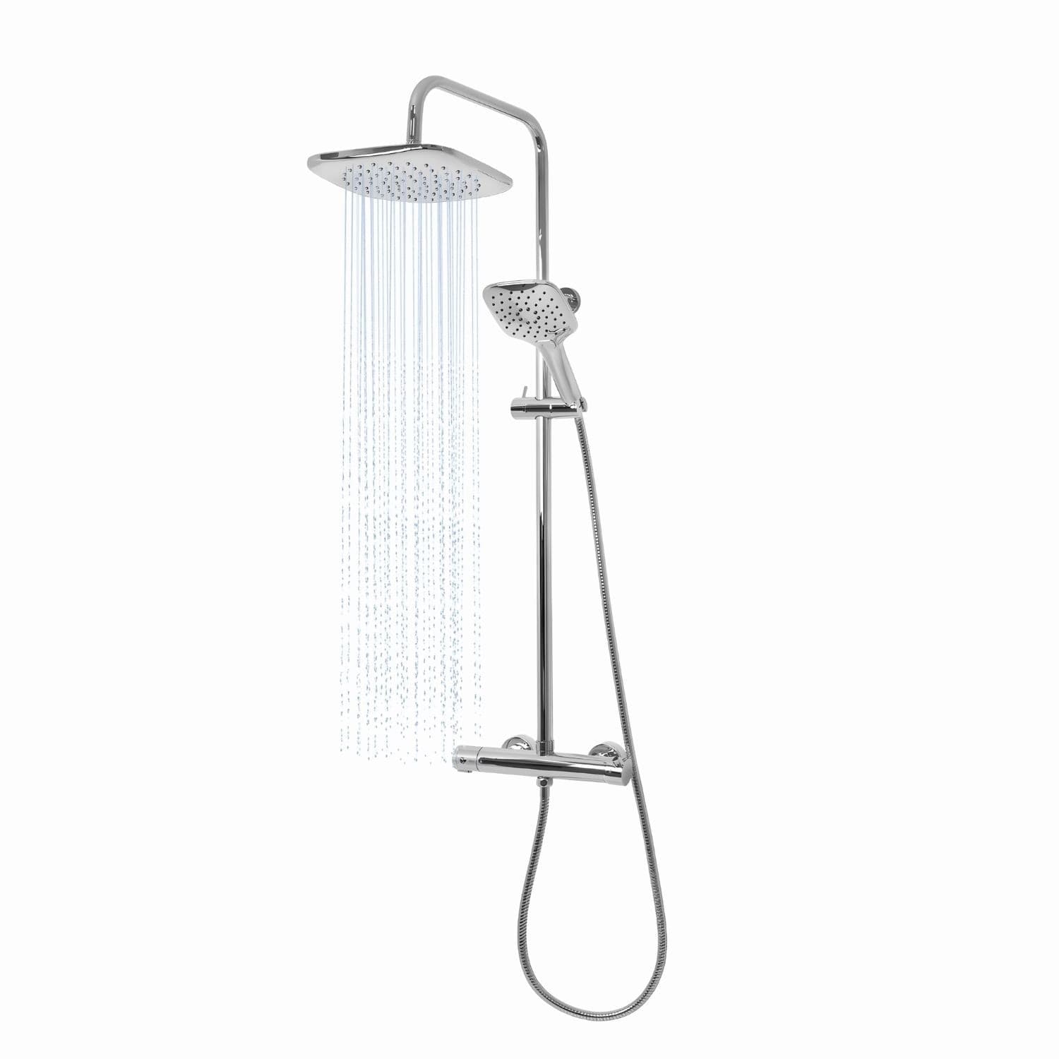 Colonna Doccia Attrezzata Slot Mix Quadra Ottone Cromato 2 Funzioni - 2