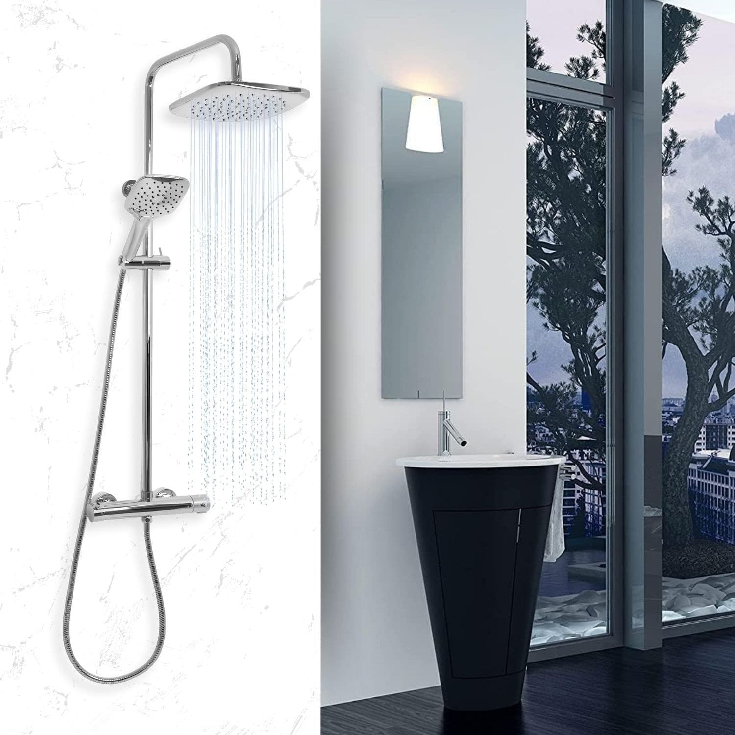 Colonna Doccia Attrezzata Slot Mix Quadra Ottone Cromato 2 Funzioni - 13