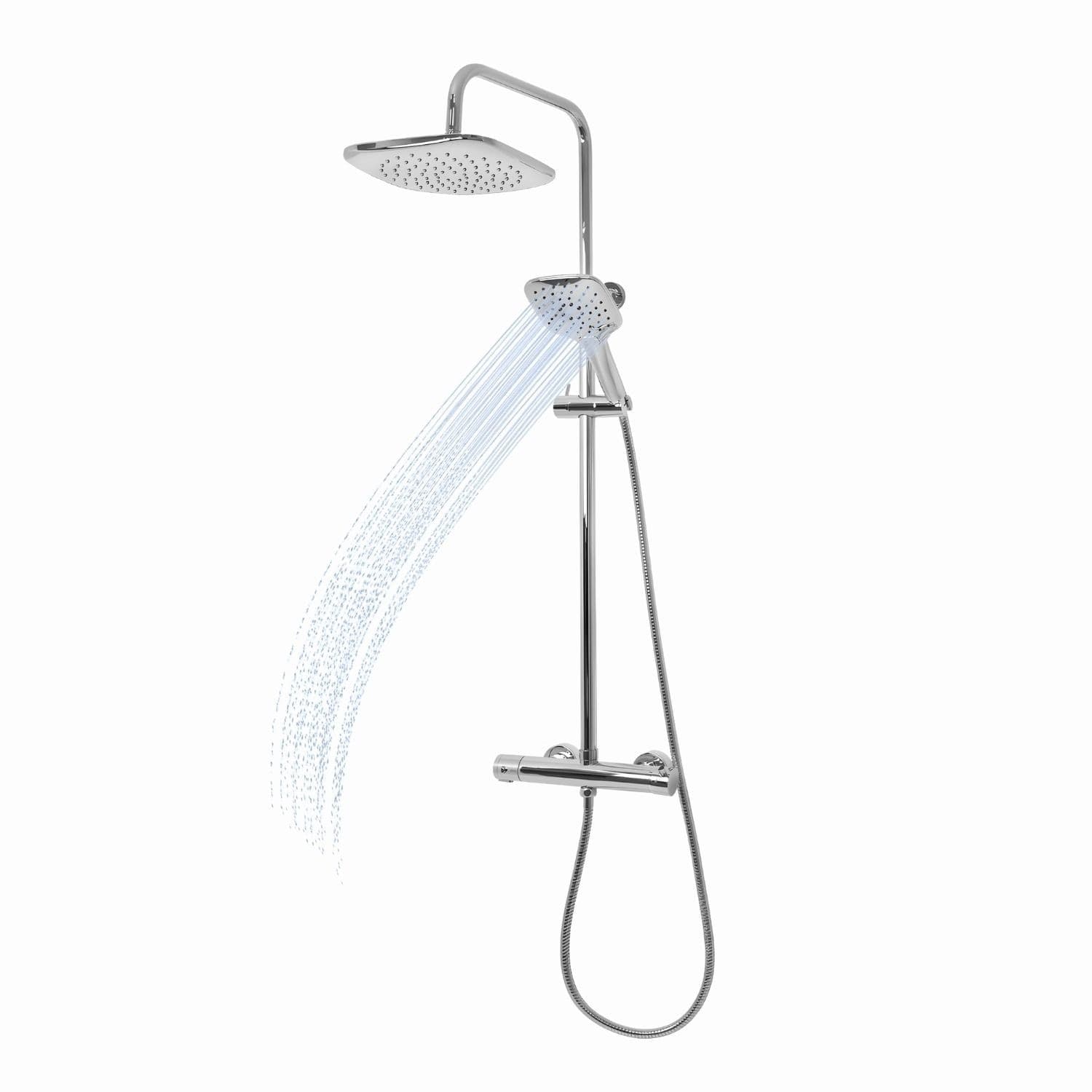 Colonna Doccia Attrezzata Slot Mix Quadra Ottone Cromato 2 Funzioni - 3