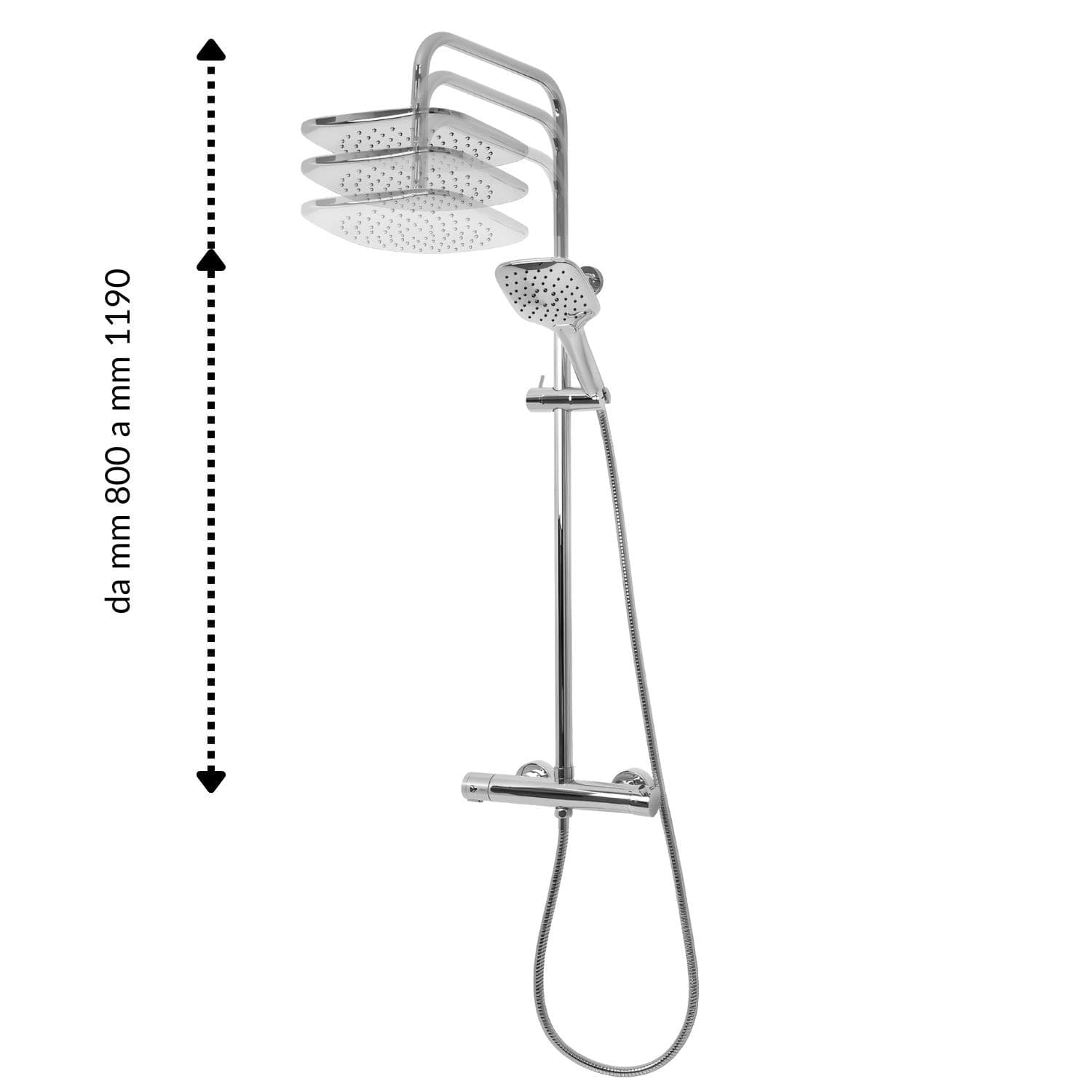 Colonna Doccia Attrezzata Slot Mix Quadra Ottone Cromato 2 Funzioni - 4