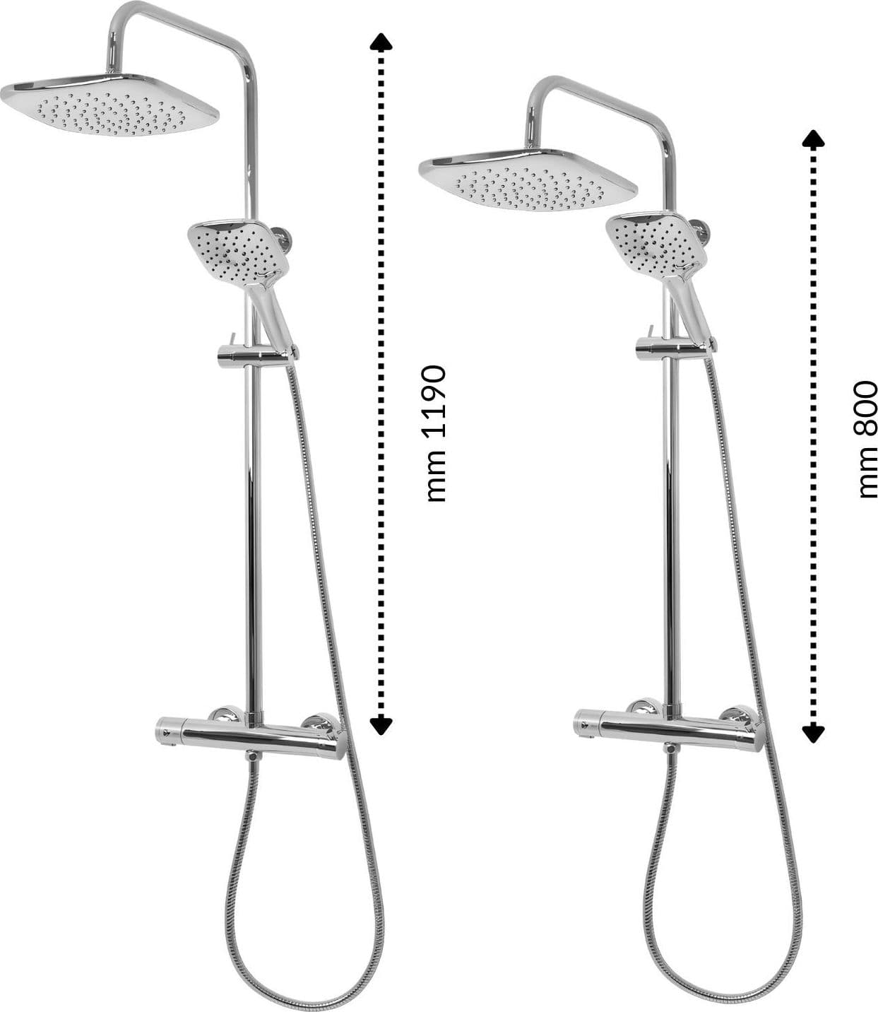 Colonna Doccia Attrezzata Slot Mix Quadra Ottone Cromato 2 Funzioni - 5