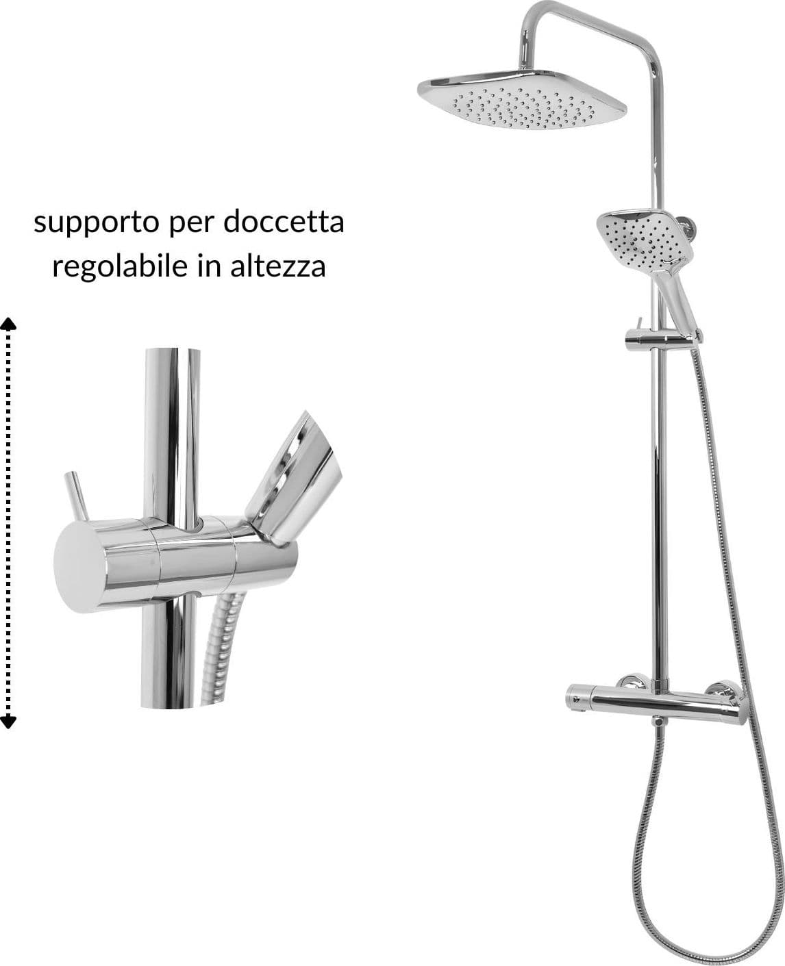 Colonna Doccia Attrezzata Slot Mix Quadra Ottone Cromato 2 Funzioni - 6