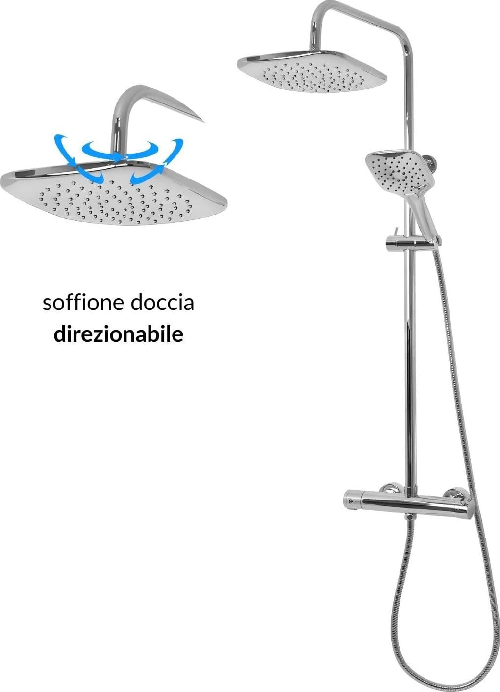 Colonna Doccia Attrezzata Slot Mix Quadra Ottone Cromato 2 Funzioni - 9