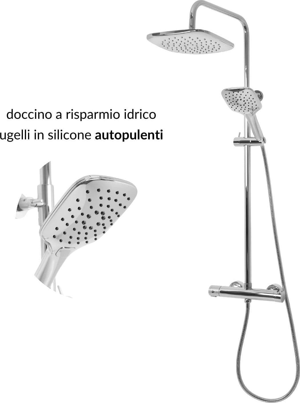 Colonna Doccia Attrezzata Slot Mix Quadra Ottone Cromato 2 Funzioni - 10