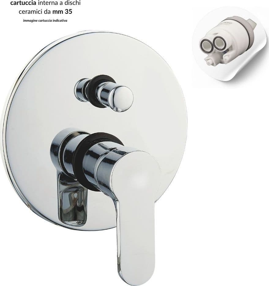 Kit Doccia Tondo Completo di Soffione Doccetta e Miscelatore con Deviatore Hope - 9