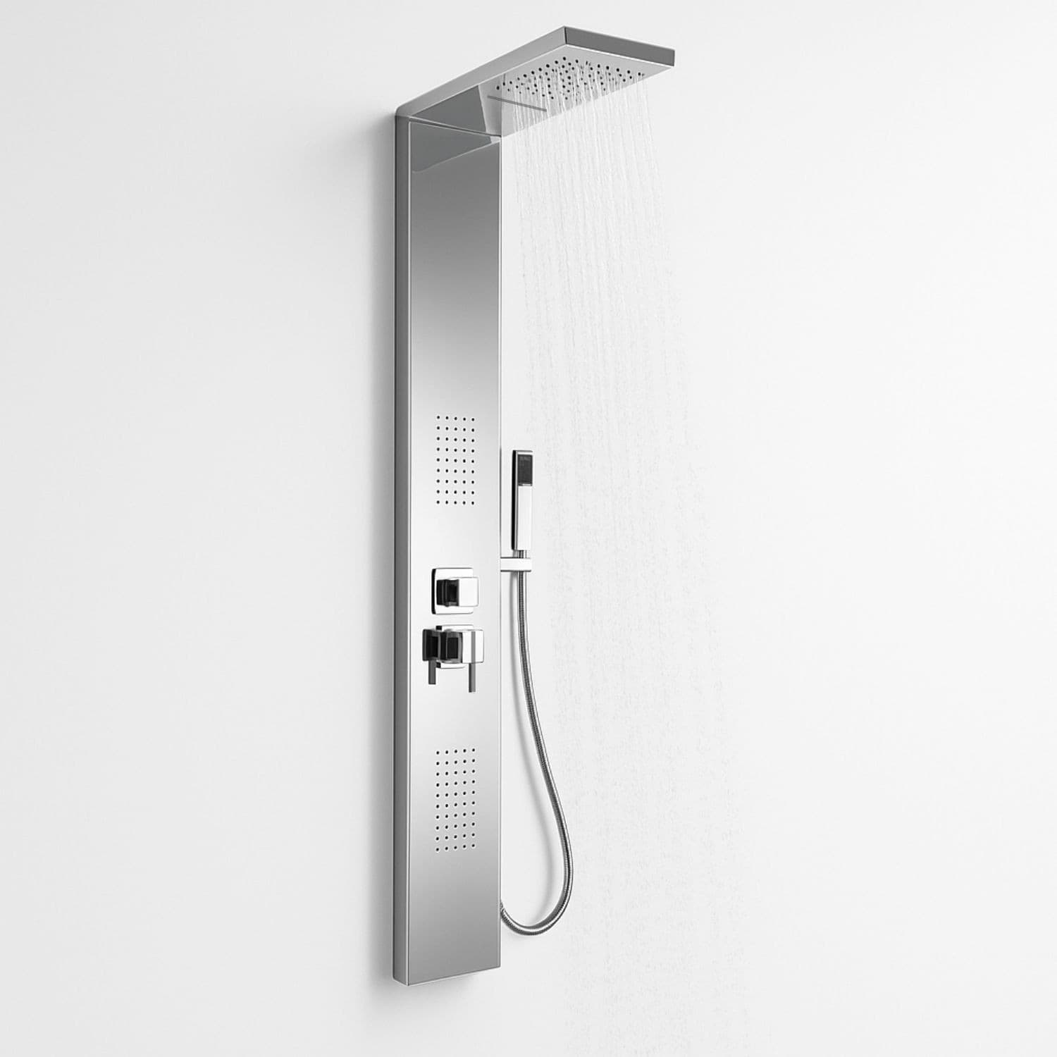 Colonna Doccia 002 4 Funzioni Acciaio Inox Getto A Cascata 2 Bocchette Idro Lombari L20xP44xH170 - 15