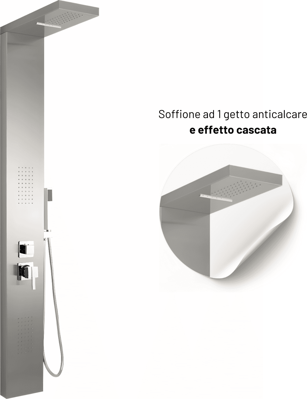Colonna Doccia 002 4 Funzioni Acciaio Inox Getto A Cascata 2 Bocchette Idro Lombari L20xP44xH170 - 11