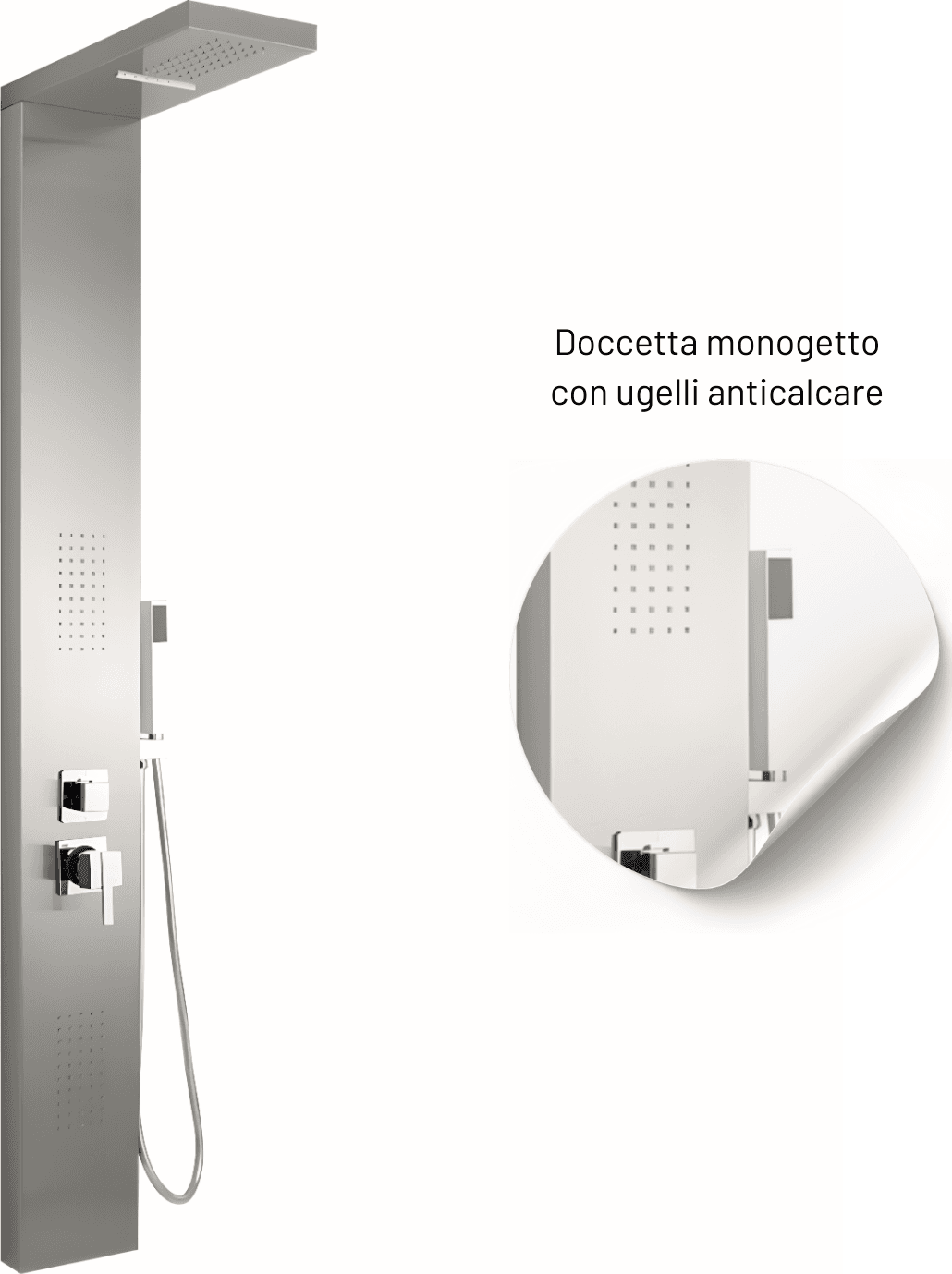 Colonna Doccia 002 4 Funzioni Acciaio Inox Getto A Cascata 2 Bocchette Idro Lombari L20xP44xH170 - 13