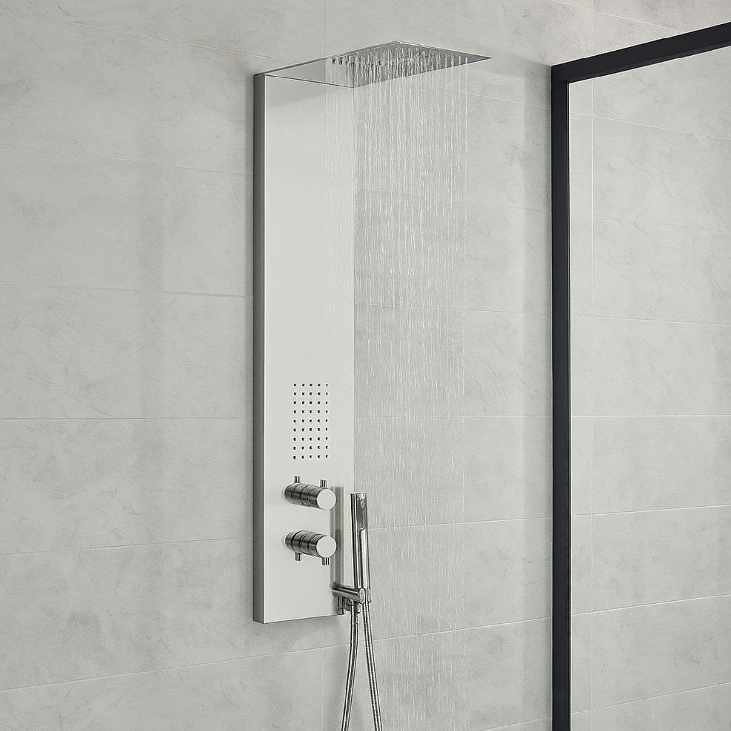 Colonna Doccia 3 Funzioni Acciaio Inox Bocchetta Idro Lombare 20x50x110 cm - 13