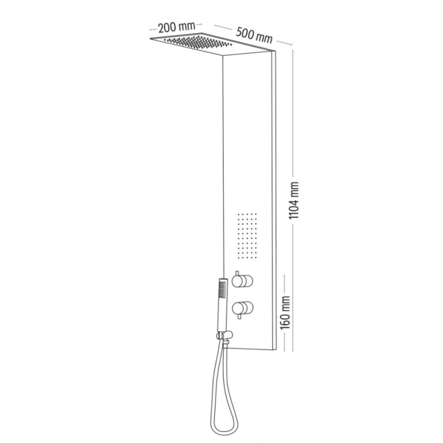 Colonna Doccia 3 Funzioni Acciaio Inox Bocchetta Idro Lombare 20x50x110 cm - 12