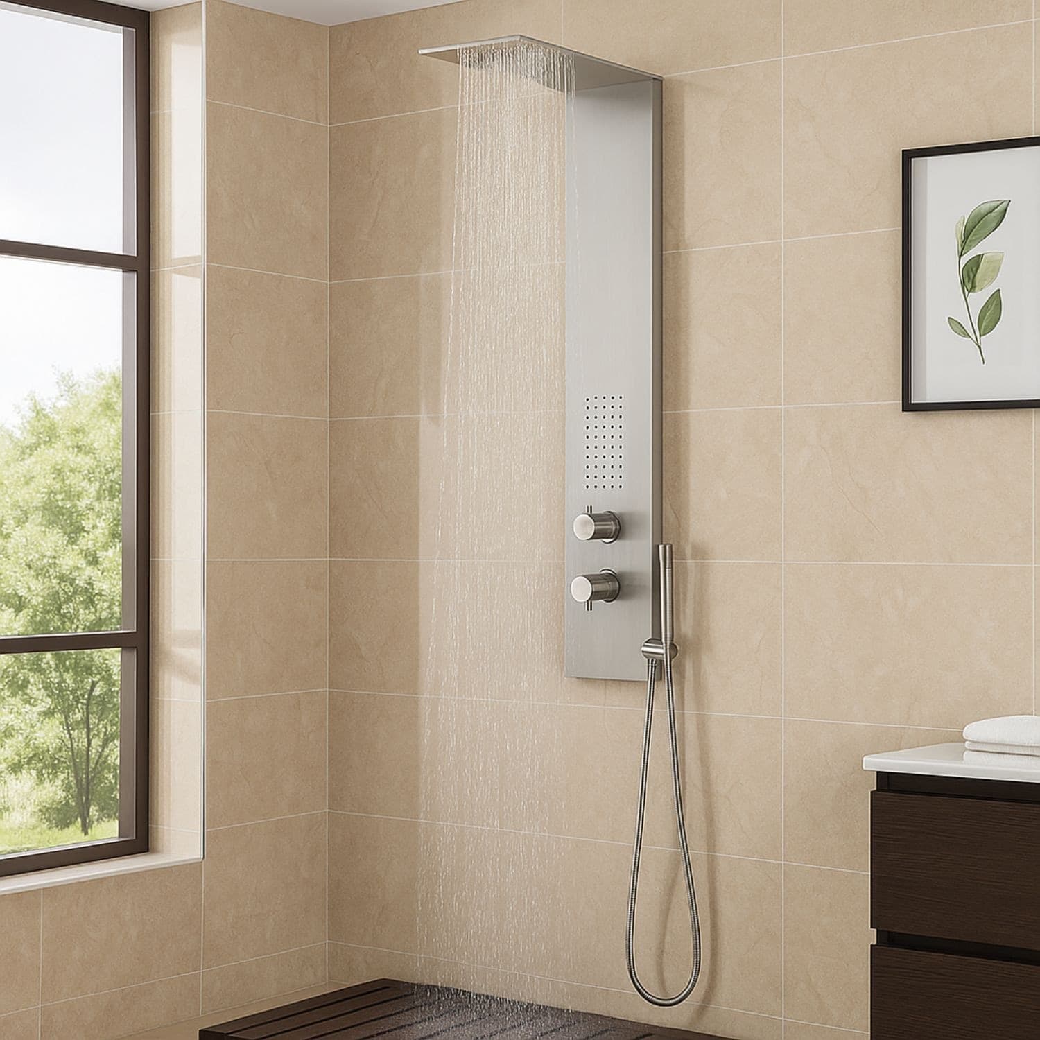 Colonna Doccia 3 Funzioni Acciaio Inox Bocchetta Idro Lombare 20x50x110 cm - 7