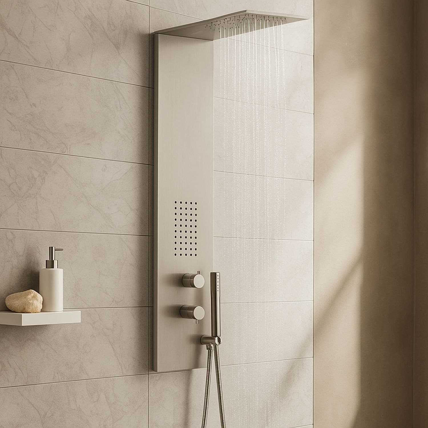 Colonna Doccia 3 Funzioni Acciaio Inox Bocchetta Idro Lombare 20x50x110 cm - 10
