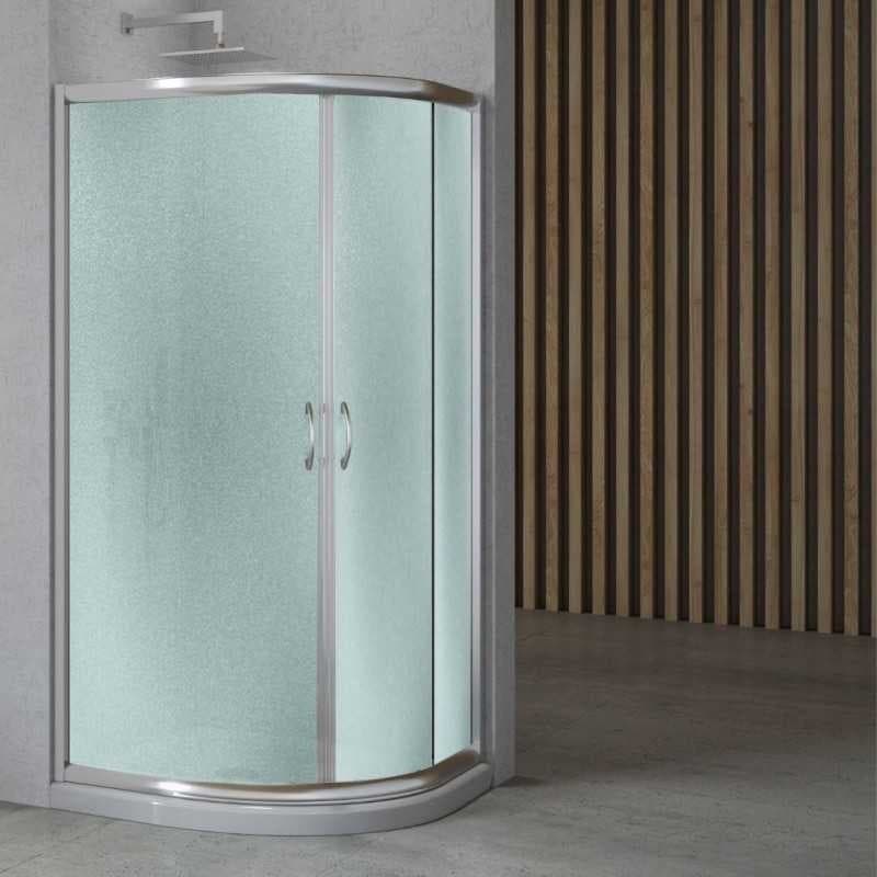 Cabina Doccia Semicircolare Con Ante Scorrevoli In Cristallo Temprato 6mm - 24