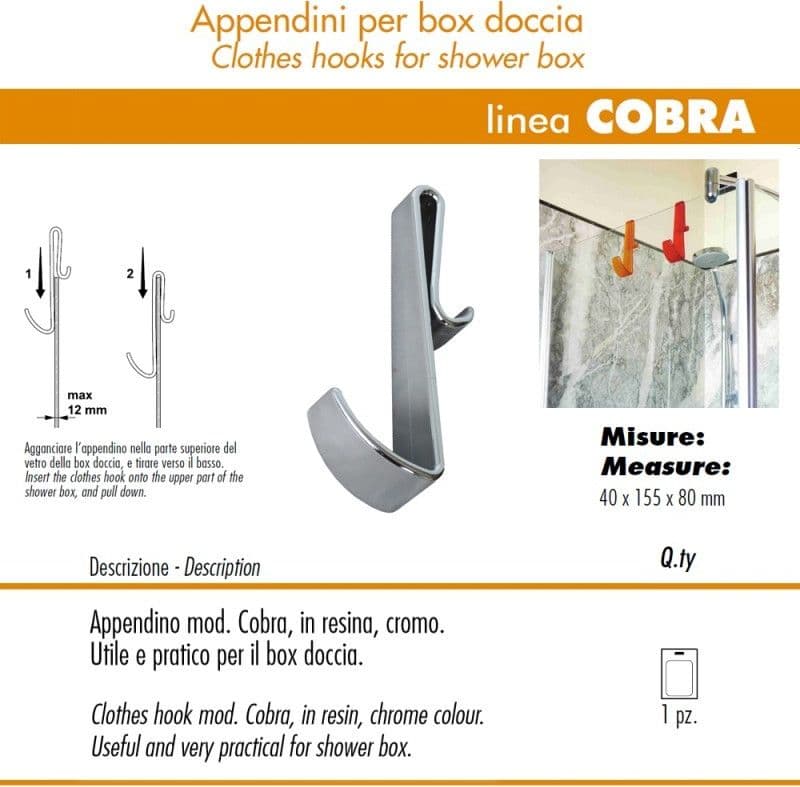 Pika Shop Appendino per Box Doccia Modello Cobra Cromato - 2