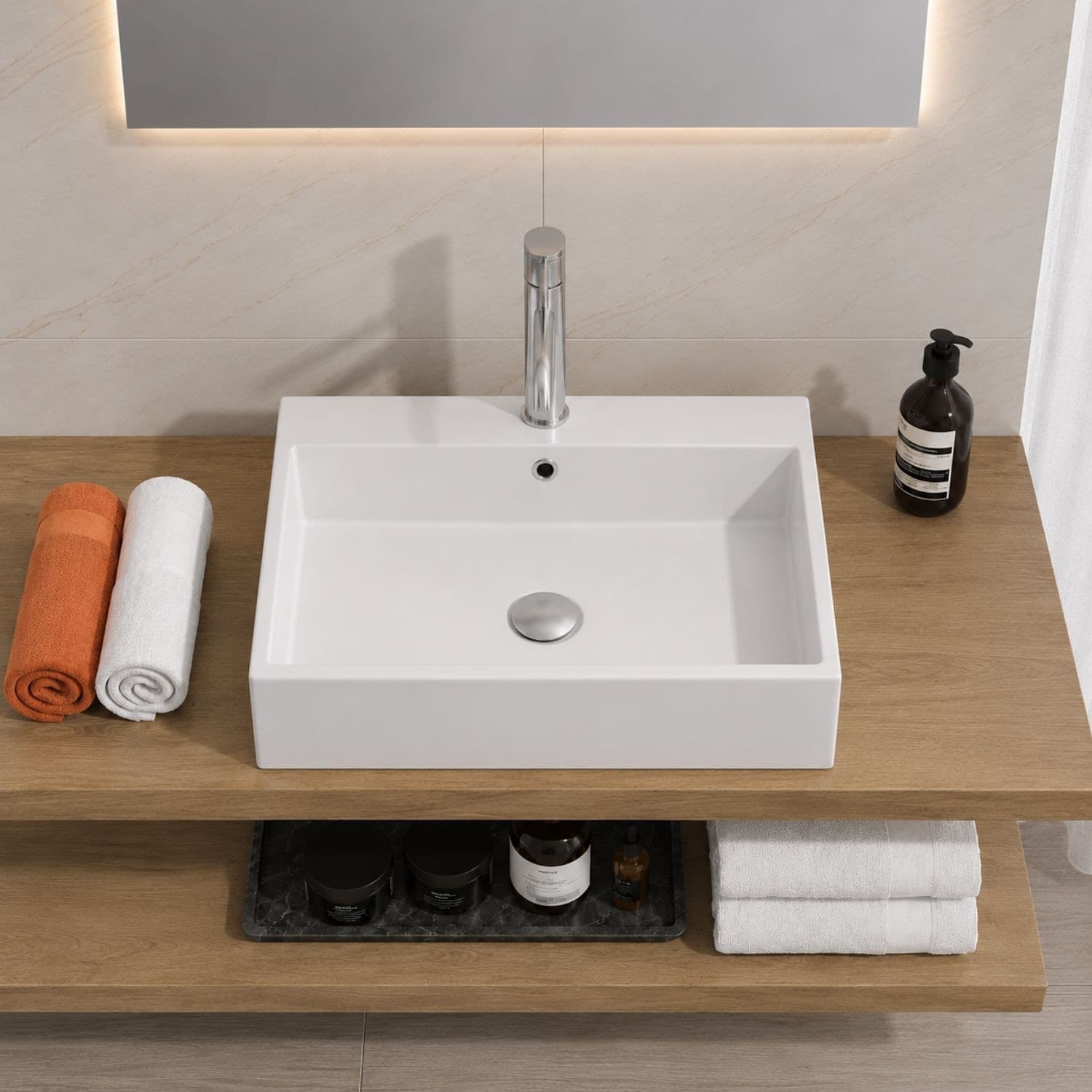 Lavabo Da Appoggio In Ceramica Bianco Lucido Per Arredare Il Bagno - 11
