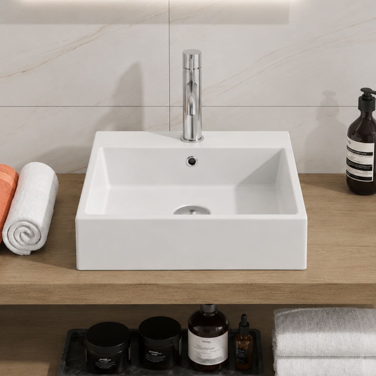 Lavabo Da Appoggio In Ceramica Bianco Lucido Per Arredare Il Bagno - 12