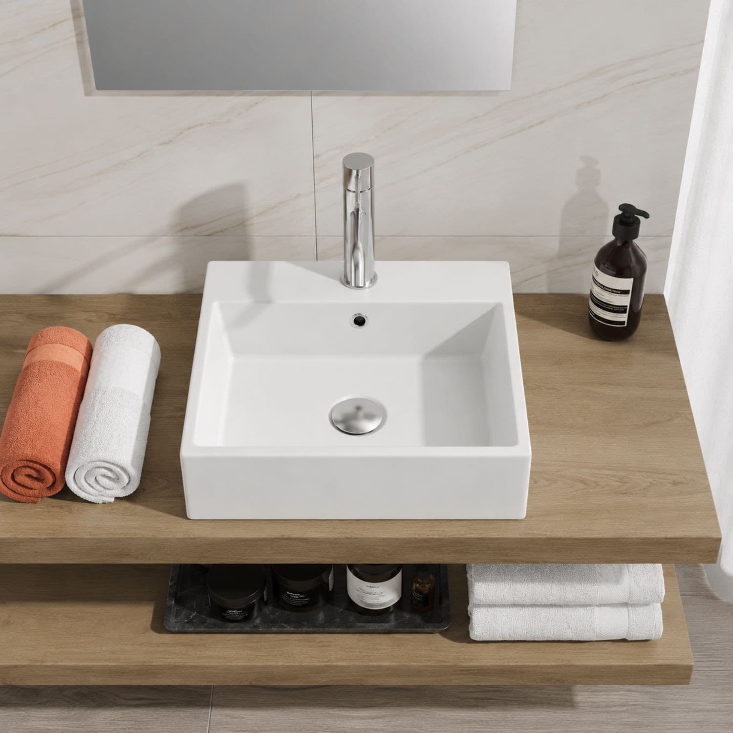 Lavabo Da Appoggio In Ceramica Bianco Lucido Per Arredare Il Bagno - 3
