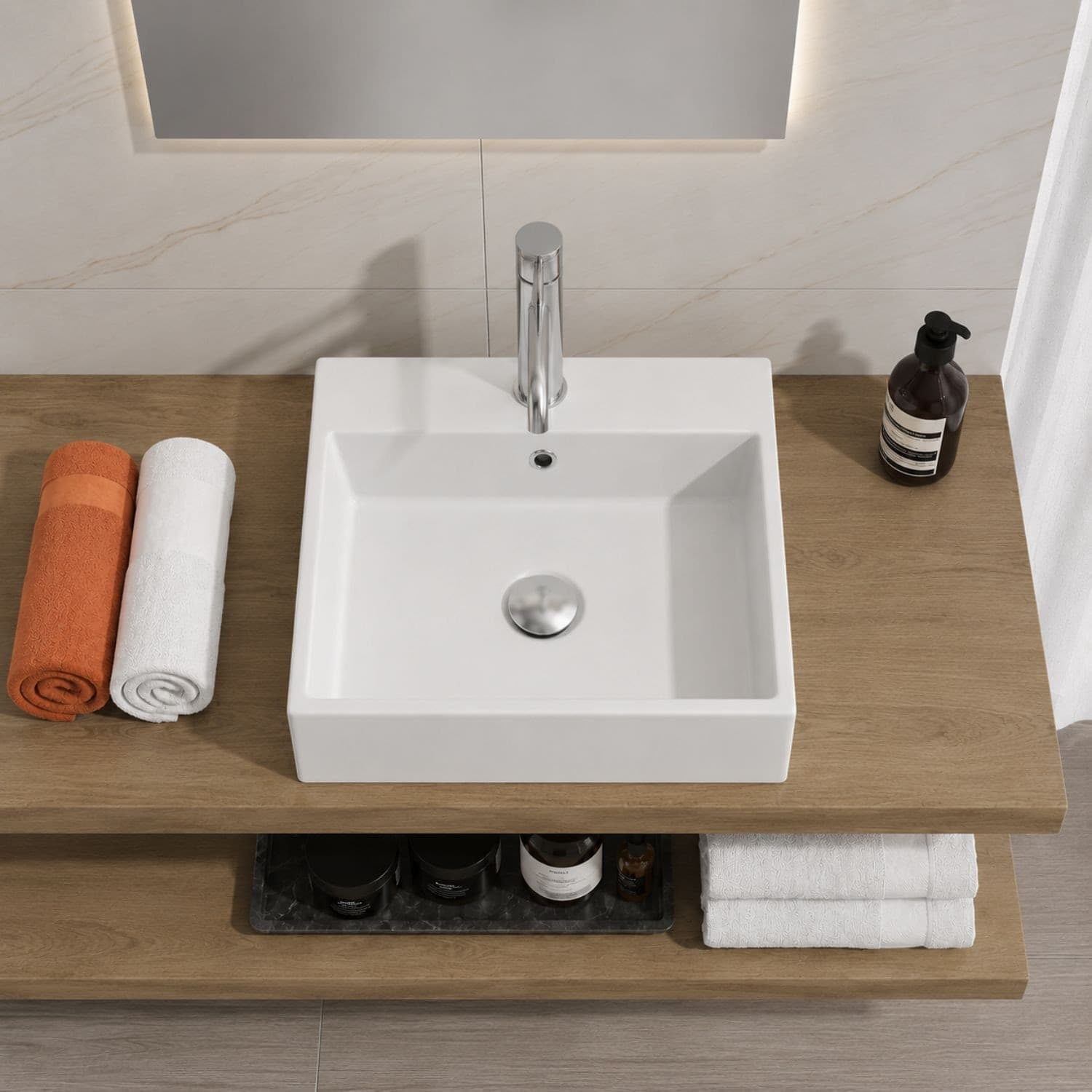 Lavabo Da Appoggio In Ceramica Bianco Lucido Per Arredare Il Bagno - 5