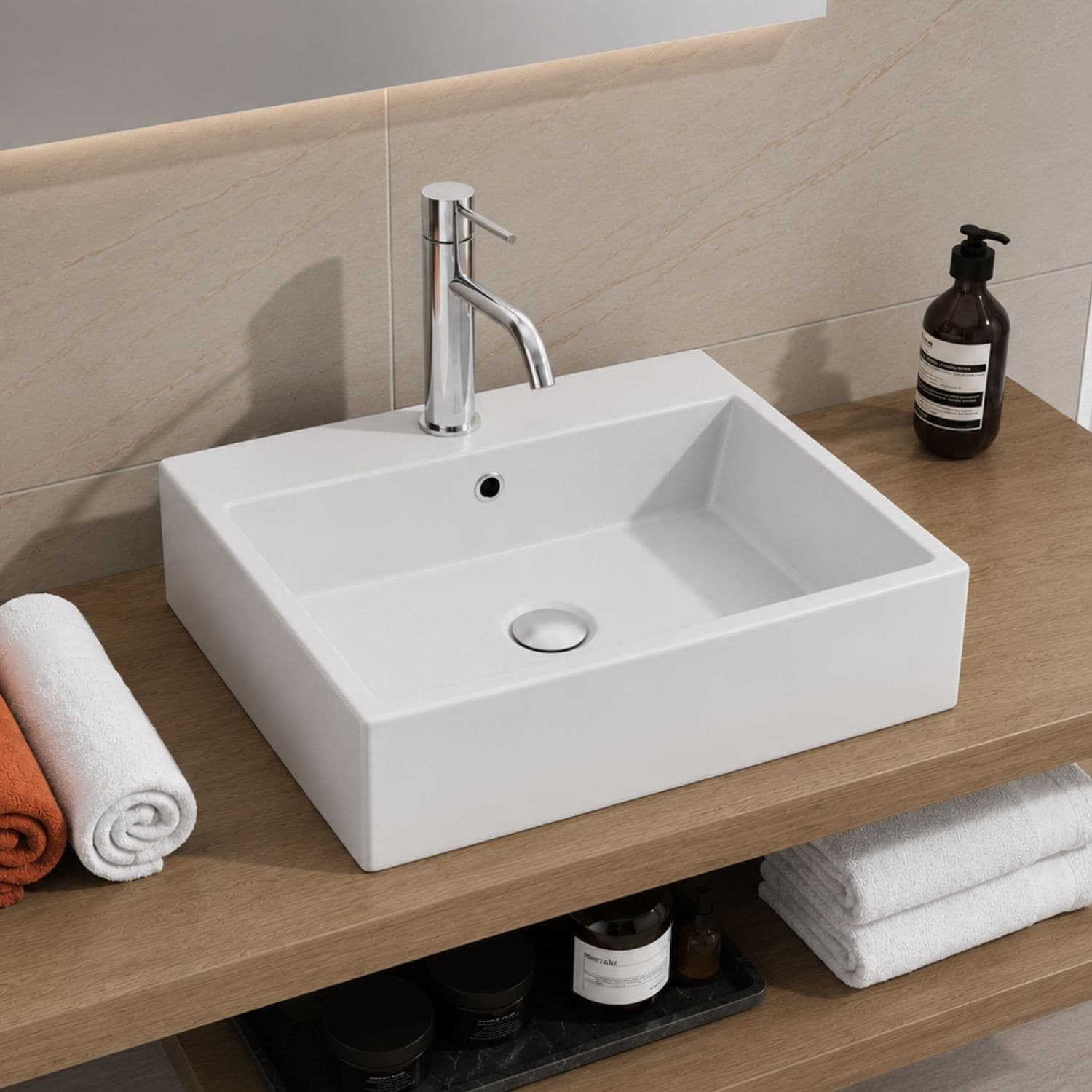 Lavabo Da Appoggio In Ceramica Bianco Lucido Per Arredare Il Bagno - 9