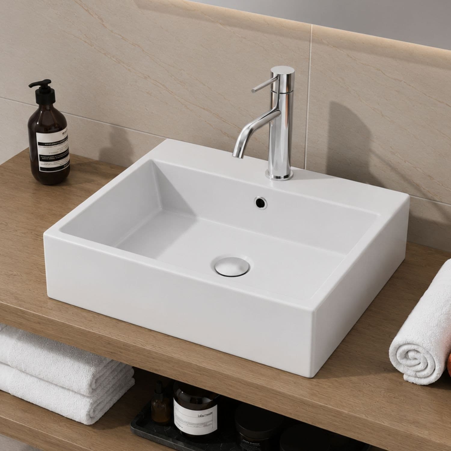 Lavabo Da Appoggio In Ceramica Bianco Lucido Per Arredare Il Bagno - 10